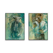 Modern Bear and Bull Poster Print Canvas Stock Market Wall Art Poster