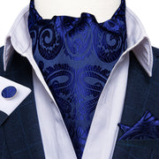 Luxury Men&#39;s Vintage Paisley Floral Formal Cravat Ascot Tie Self British Style