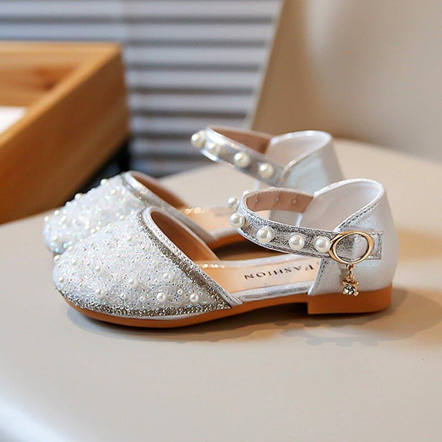 Jlong Summer Kids Girls Vintage Sandals Korean Style Princess Fashion Pearl Beads