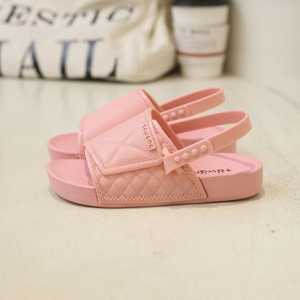 Solid PVC Children Sandals Shoes 2022 Summer Waterproof Flats