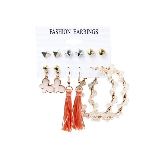 Drop Earrings Set Women Bohemian Butterfly Pearl Star Dangle Earrings 2022