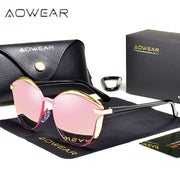 AOWEAR Cat Eye Mirror Sunglasses Women Polarized Cateye Sun Glasses