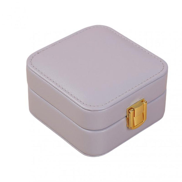 Protable Leather Jewelry Box Small Earrings Holder Ring Necklace Casket For Jewelry