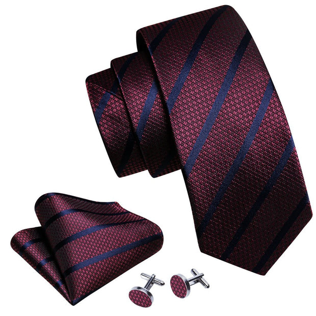 3PC Fashion Luxury Dark Floral 100% Silk Tie Gifts For Men Suit