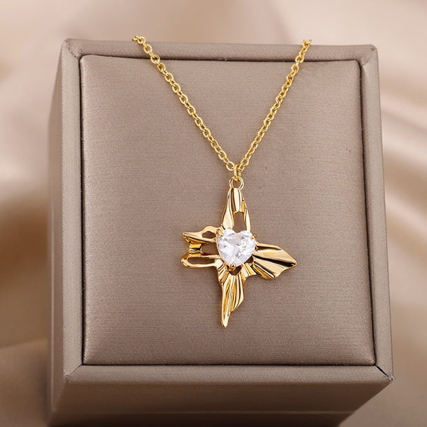 Stainless Steel Star Necklace For Women Silver Color Chain Geometric Choker