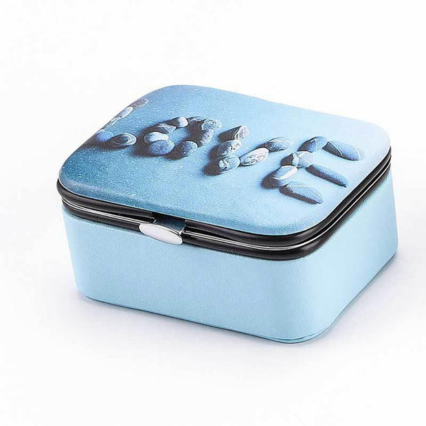 8*6*4.2 CM New Portable Jewelry Box With Mirror Earrings Necklace Ring Display