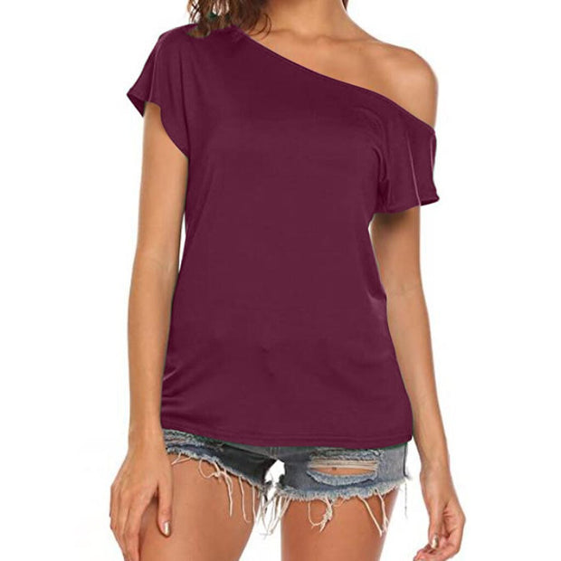 Sexy Blouse Casual Off Shoulder Tops Short Sleeve Blouse Shirt