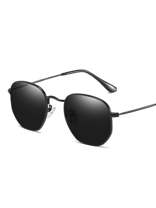 Hexagon Sunglasses Men Brand Designer Small Square Sunglases Metal Frame