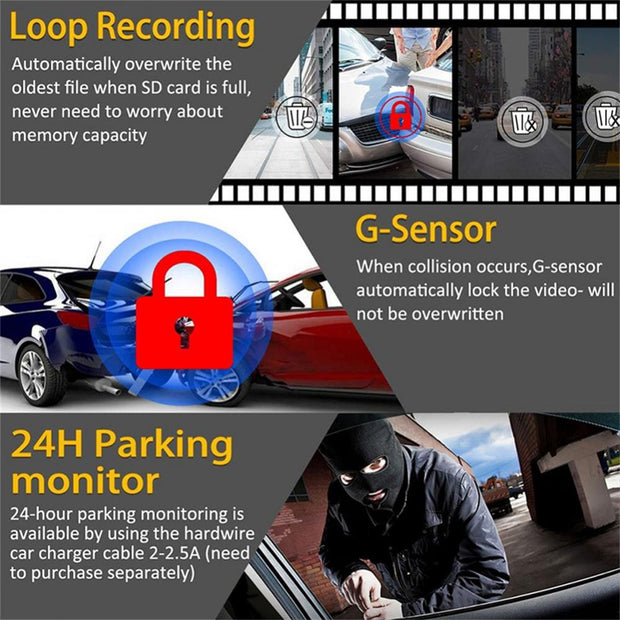 Car DVR Camera 1080P Night Dash Cam 170 Degree Wide Angle USB Video Recorder