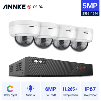 ANNKE 5MP FHD POE Network Video Security System H.265+ 6MP NVR With 5MP