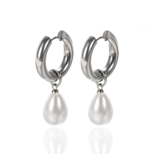 Imitation Pearl Earrings Women Fashion Snowflake Crystal Earrings Charm