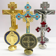 Fashion Luxury Big and Small Cross Jesus Crystal Statue Figurine Xmas Ornament