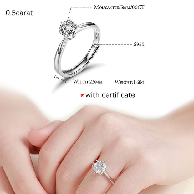 Resizable 5mm-9mm Jewelry 925 Sterling Silver Bling 18K White Gold Plated