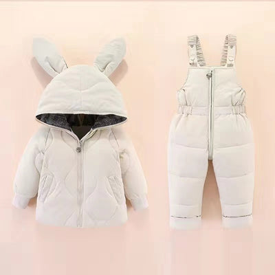 2pcs Set Baby Girl Winter Down Jacket and Jumpsuit for 0-4Year