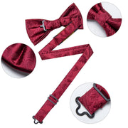 Wedding Bow Tie for Men Classic Red Pre-tied Bowtie Gift Set