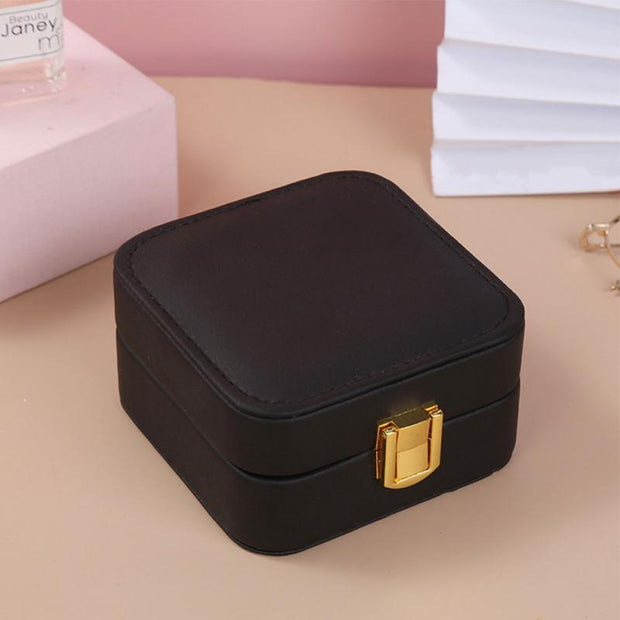 Protable Leather Jewelry Box Small Earrings Holder Ring Necklace Casket For Jewelry