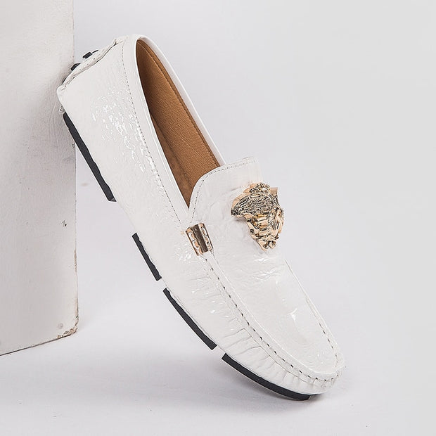 Brand Casual Shoes High Quality Men's Leather Shoes Snake Pea Shoes