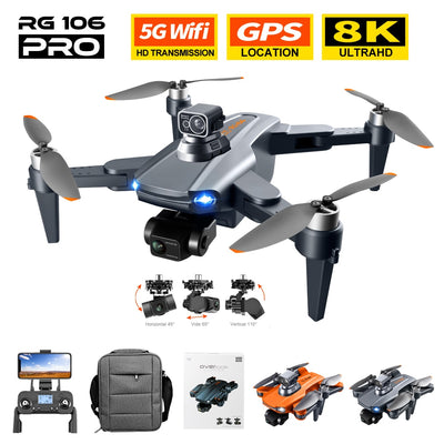 RG106 PRO Drone 8K Professional 5G GPS WIFI HD Dual Camera Dron 3 Axis