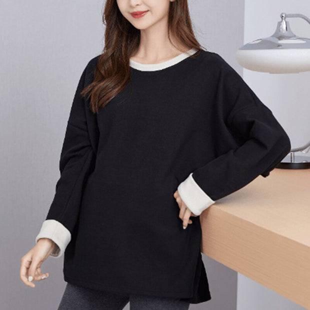 Maternity Clothes Fall and Winter Long Sleeve Soild Nursing Top