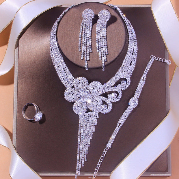 Stonefans Luxury Flowers Rhinestone Bridal Jewelry Sets for Women