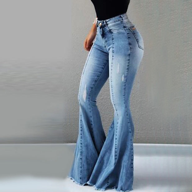 Women Jeans Slim Fit Denim Pants Bell Bottom
