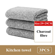 Bamboo Charcoal Dishcloth Microfiber Kitchen Towel Absorbent Non-stick Oil