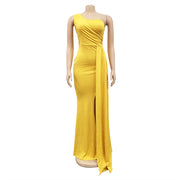 Adogirl Elegant Women Solid Maxi Party Dress