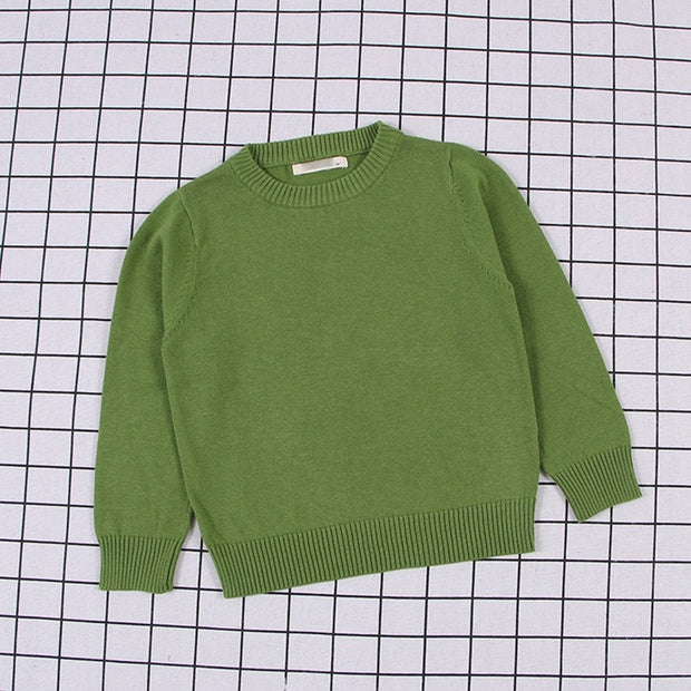 Autumn Kids Pure Color Sweater Boys Girls Cotton Pullovers Casual