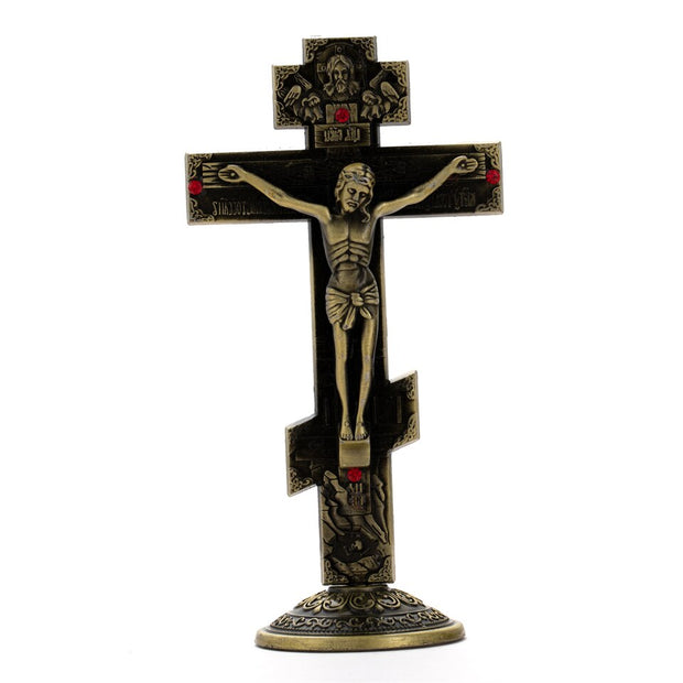 Fashion Luxury Big and Small Cross Jesus Crystal Statue Figurine Xmas Ornament