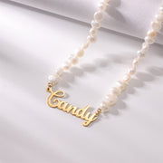 VishowCo Personalized Pearl Name Necklace Custom Pearl Chain