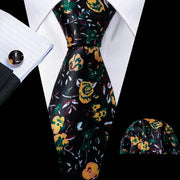 Tie Set Silk Jacquard Floral Necktie Wedding Business Handkerchief Cufflinks Tie