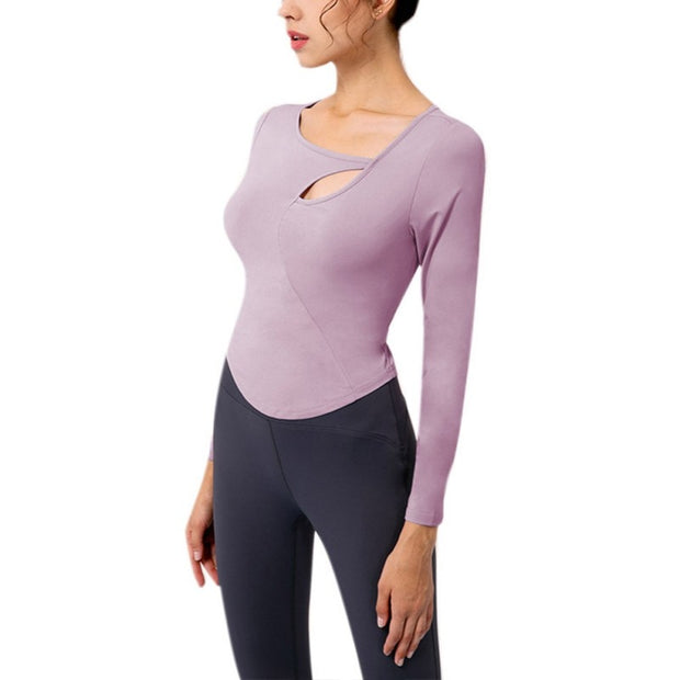 Sports Fitness Yoga Long Sleeves With Chest Pad Sexy Hollow Tight
