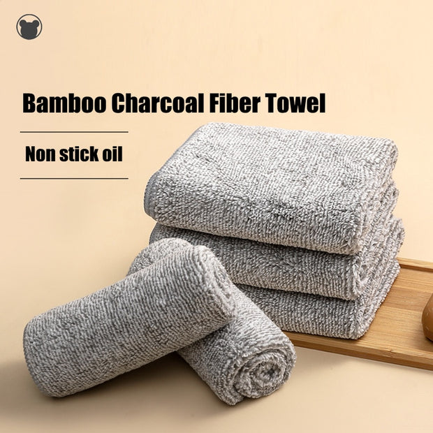 Bamboo Charcoal Dishcloth Microfiber Kitchen Towel Absorbent Non-stick Oil