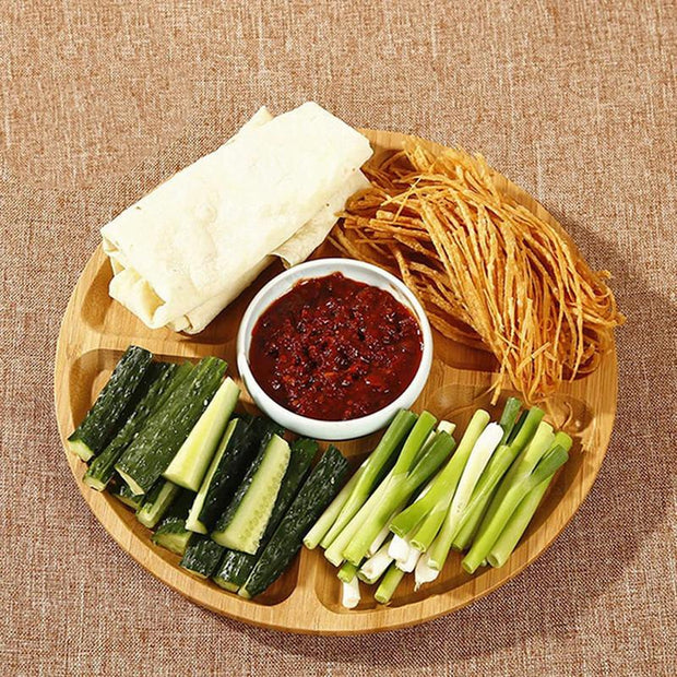 Bamboo Nuts Storage Platter Tray Appetizer Tray 5 Dining Grids