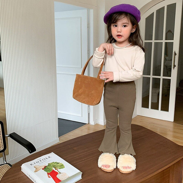Kids Girl Casual Pant Elastic Waist Korean Style Bell Bottoms