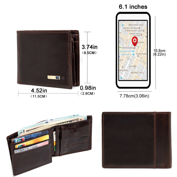 Smart Anti-lost Wallet -compatible Leather Short Credit Card Holders Male