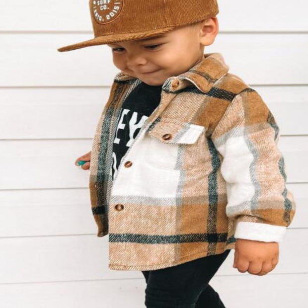 Shirt Jacket Little Kids Boy Girl Flannel Shacket Coat Tops 1-5 Years