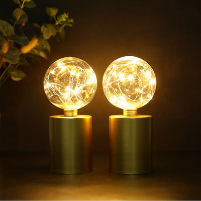 2Pcs Portable Gold Table Lamp Battery Powered Lamps Cordless
