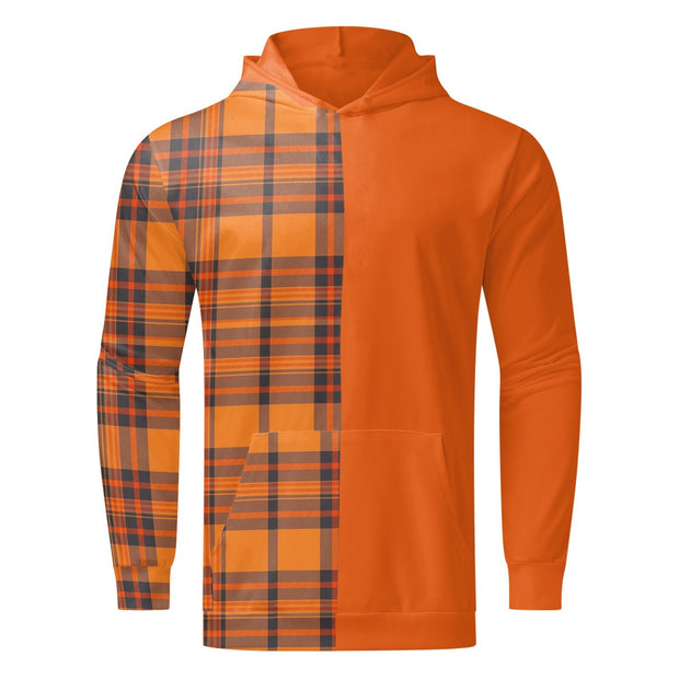 Men Women Hoodies Orange Plaid Patchwork Sweatshirts 3d Printed