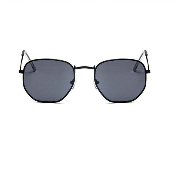 Hexagon Sunglasses Men Brand Designer Small Square Sunglases Metal Frame