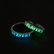Luminous Couple Rings Glowing in the Dark Player 1 Player 2 Matching Ring