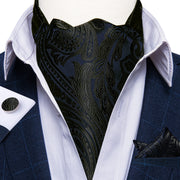 Luxury Men&#39;s Vintage Paisley Floral Formal Cravat Ascot Tie Self British Style