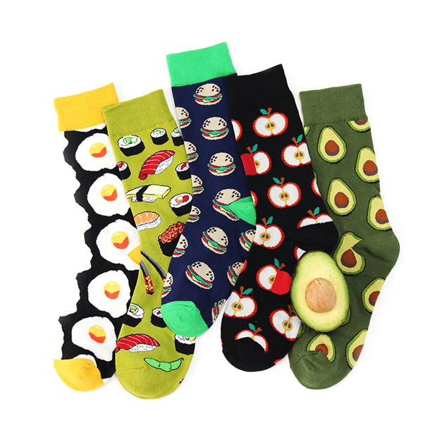 Fashion Art Harajuku Men‘s Socks Fruit Printed Happy Socks