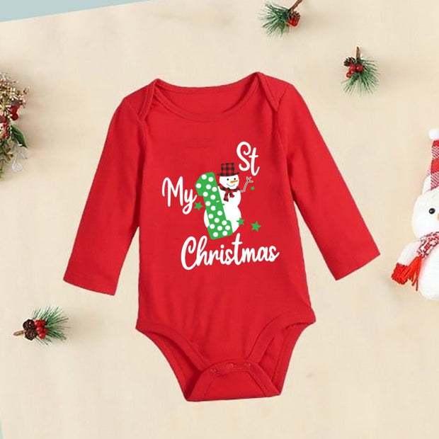 Infant Newborn First Christmas Rompers Baby Boys Girls Cotton