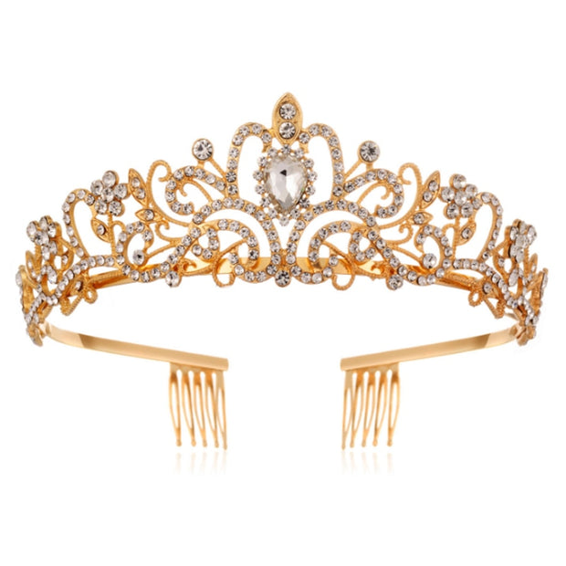 Quality Gold Colors Crystal Crown for Girls Small Tiaras Headdress Prom