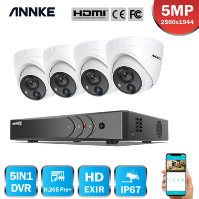 ANNKE 8CH 5MP Security Camera System 5MP Lite 5IN1 H.265+ DVR With 4PCS 5MP PIR HD EXIR Dome IP67 Surveillance CCTV Kit