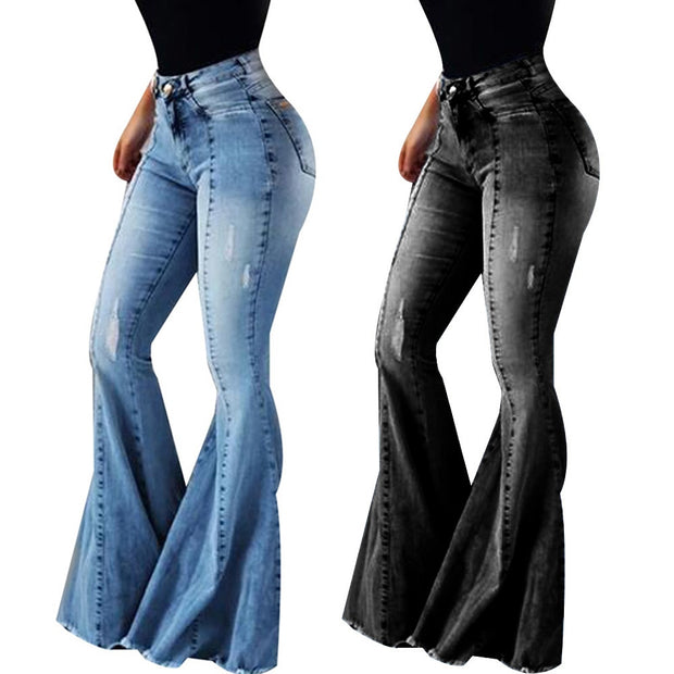 Women Jeans Slim Fit Denim Pants Bell Bottom
