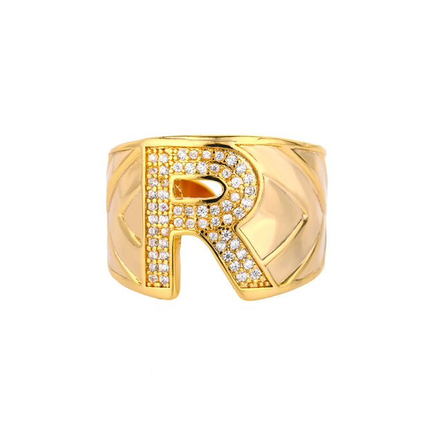 A-Z Letter Adjustable Rings for Women Men Stainless Steel Alphabet Name