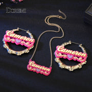 DOREMI ONE Set Customized Words Name Stainless Bamboo Hoop