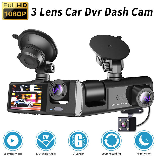 3 in 1 Car Driving Video Recorder Cycle Recording 2 Inch Dash Cam